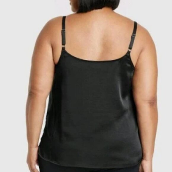 NWT Ava & Viv Women's Size 2X Drape Neck Satin /Poly Spaghetti Strap Blouse - Picture 2 of 3